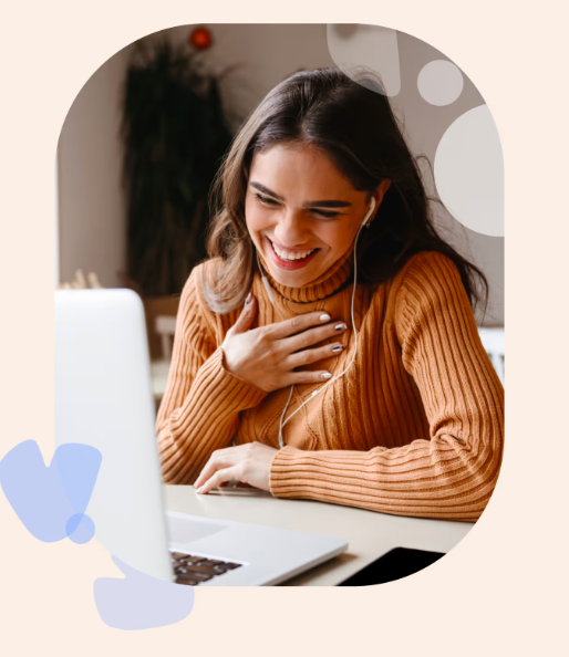 Woman speaking with a Bloume clinician during an online consultation