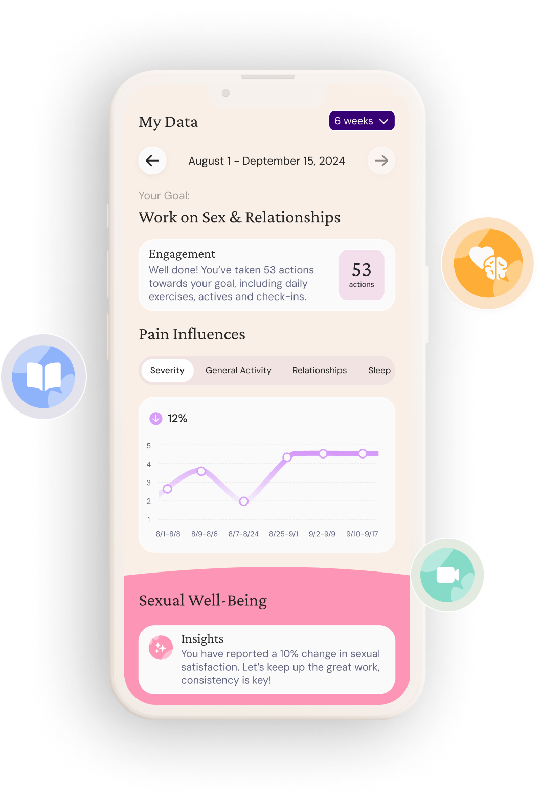The Bloume app symptom tracking screen
